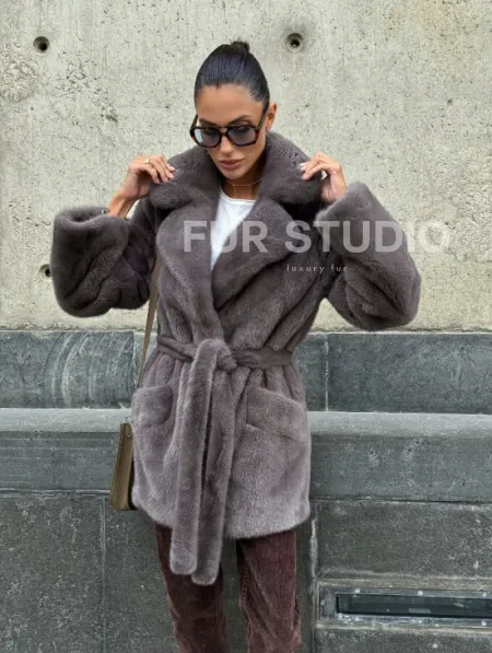 Норковая шуба лавандового цвета - VELVET - фото 11