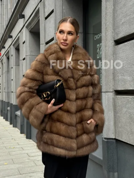 Шуба из куницы с воротником шаль - фото 15