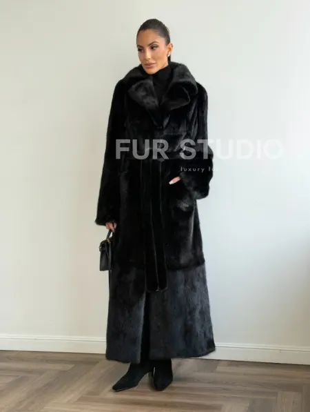 Черная шуба из меха норки - классический стиль - фото 9