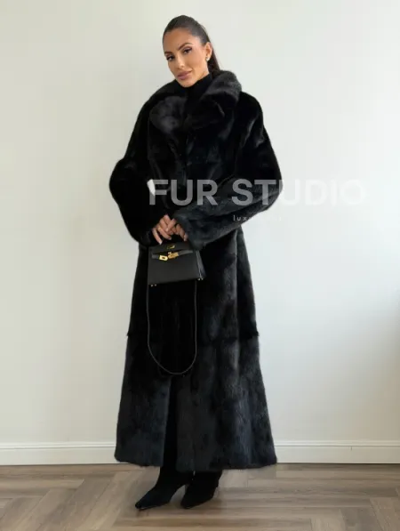 Черная шуба из меха норки - классический стиль - фото 7
