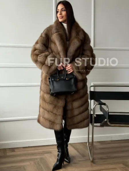 Шуба из куницы - английский воротник - фото 8