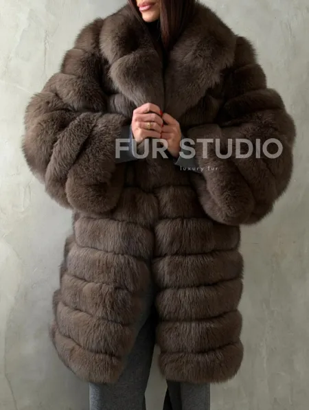 Шуба из песца под соболь - английский воротник - фото 4