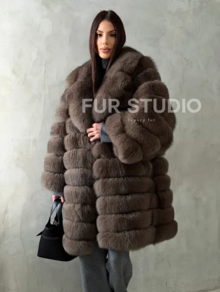 Шуба из песца под соболь - английский воротник - фото 11