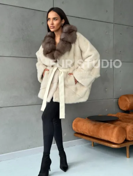 Норковая шуба - куртка с мехом куницы - фото 6