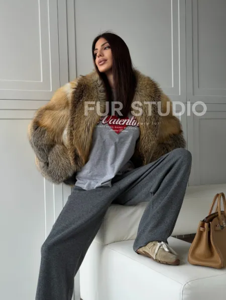 Женская шуба из лисьего меха Golden Edged Fox - фото 19