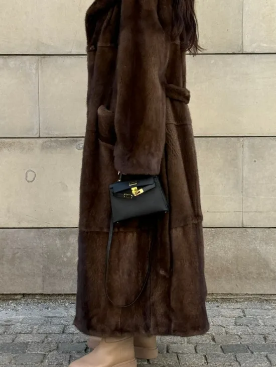 Норковая шуба, мех NAFA роспуск , английский воротник - цвет соболь - фото 5