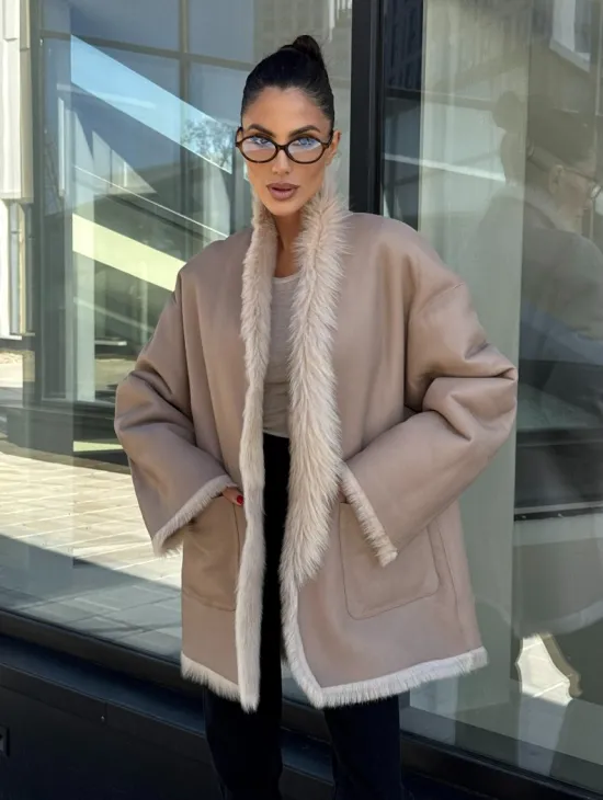 Женская двухсторонняя дубленка-шуба из меха итальянской тосканы - фото 9