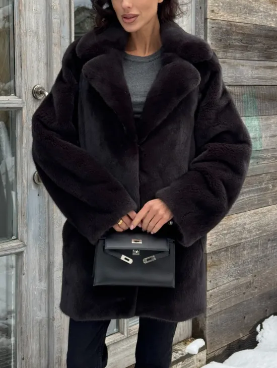 Шикарный полушубок из норки Kopenhagen Fur с английским воротником - фото 2