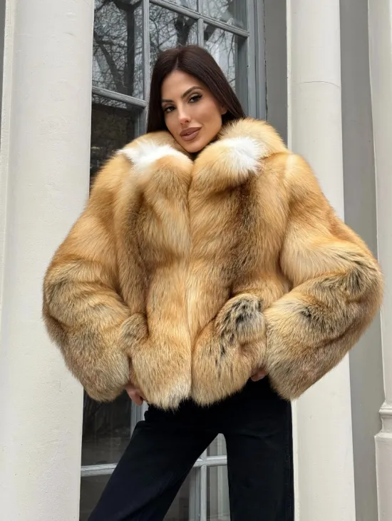Полушубок из меха альпийской лисы Premium Golden Fox - фото 0
