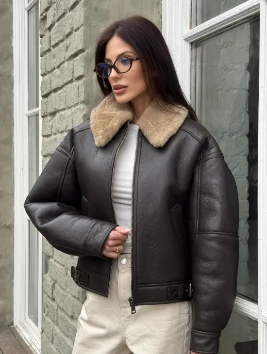 Короткая куртка - дубленка из натуральной овчины кёрли - фото 0