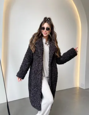 Шуба в цвете графит из экомеха - фото 4