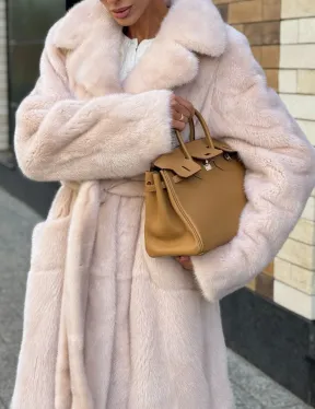 Шуба норковая - пальто с поясом, классика - фото 2