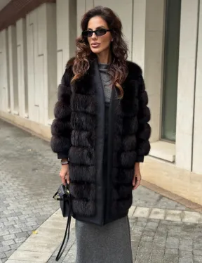 Пальто из куницы с отделкой кашемира - фото 6