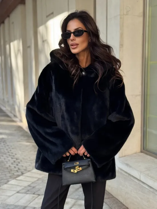 Шуба куртка из норки - черная - фото 5