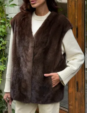 Жилет норковый - цвет коричневый - фото 1