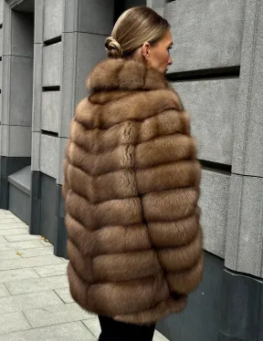 Шуба из куницы с воротником шаль - фото 6