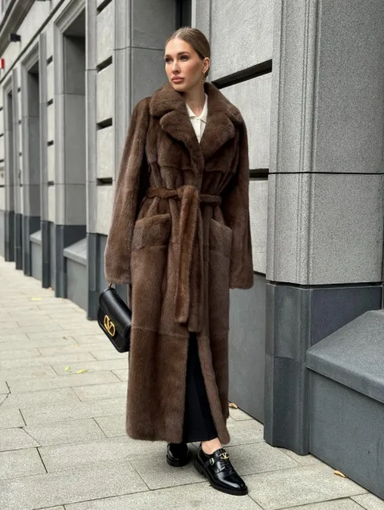 Норковая шуба - цвет соболь - фото 11