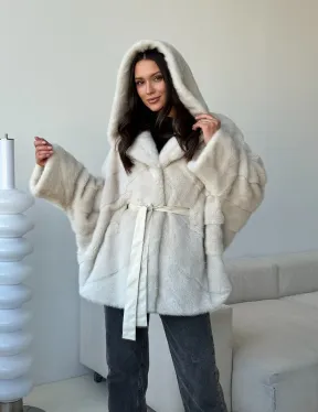 Шуба автоледи под пояс из меха норки - фото 10