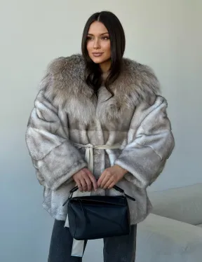 Шуба из натуральной норки с капюшоном из рыси - фото 7