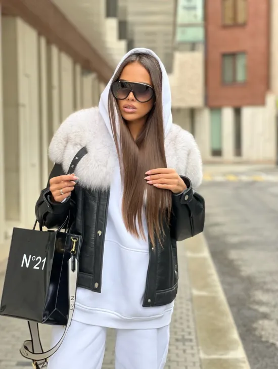 Дубленка из натуральной кожи с воротником из финского песца - фото 5