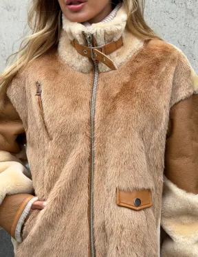 Комбинированная дубленка из овчины и норки - фото 1