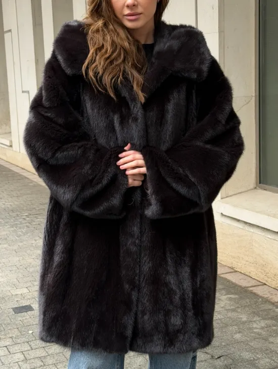 Норковая шуба с капюшоном - фото 3