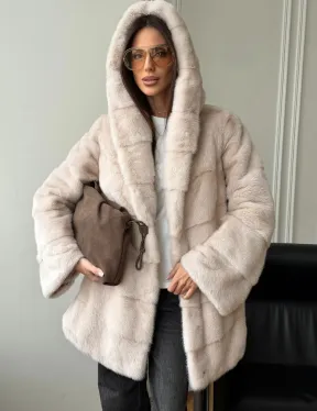 Норковая шуба с капюшоном -  