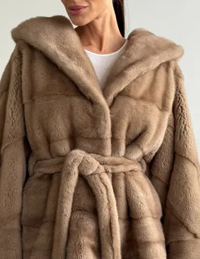 Норка пастель с капюшоном - летучая мышь - фото 1