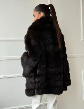 Шуба из куницы английский воротник - фото 8