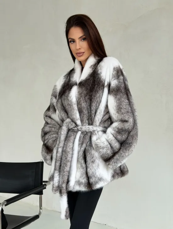Белая шуба из норки крестовки - фото 6