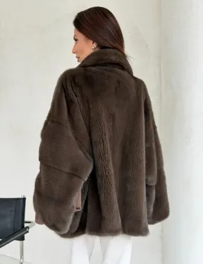 Меховой норковый жакет - английский воротник - фото 8