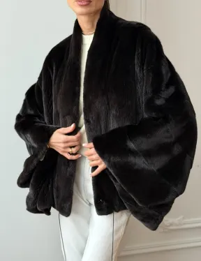 Короткая норковая шуба - пончо - фото 1