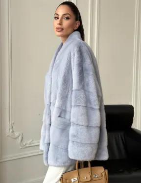 Голубая норковая шуба - жакет - фото 5