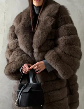 Шуба из песца под соболь - английский воротник - фото 3