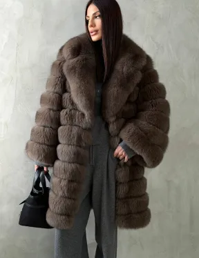 Шуба из песца под соболь - английский воротник - фото 5