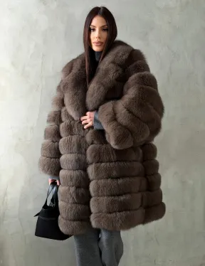 Шуба из песца под соболь - английский воротник - фото 11