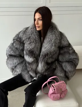 Полушубок из натурального меха чернобурки - фото 10