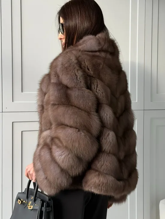 Куртка из куницы - воротник шаль - фото 5
