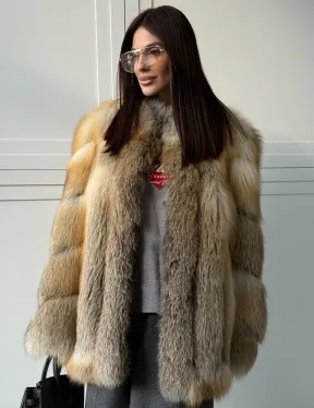 Полушубок из лисы - рукава косички - фото 7