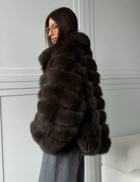 Шуба из натурального песца под соболь - фото 8