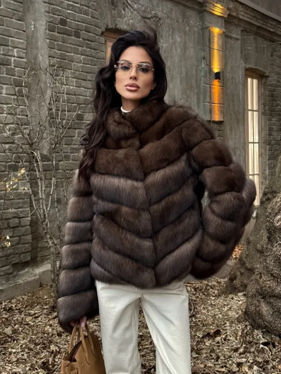 Роскошная шуба из меха соболя стойка воротник - седина 1/2 - фото 9