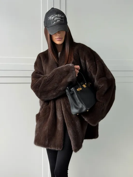 Куртка из норки с V - образным воротом - фото 9