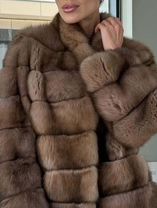 Полушубок из соболя «Тортора графит» - фото 2