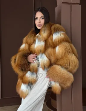 Короткая шуба из рыжей лисы - фото 10