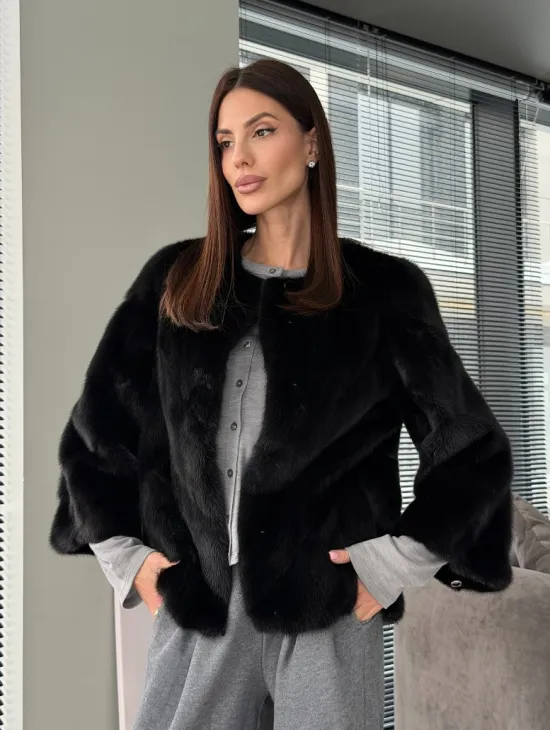 Норковый жакет - цвет черный - фото 10