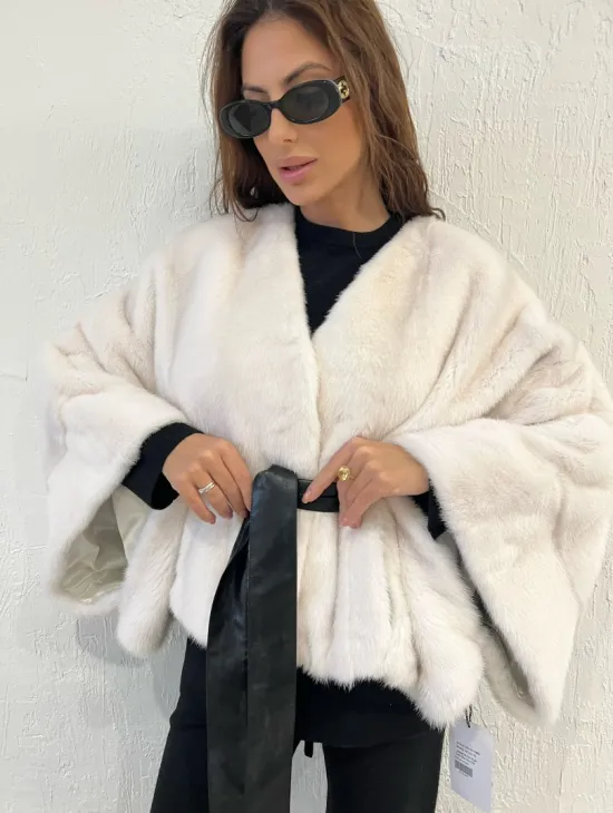 Белое болеро (жакет) из меха норки - фото 5