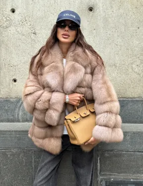 Шуба из меха куницы - цвет Tortora - фото 11